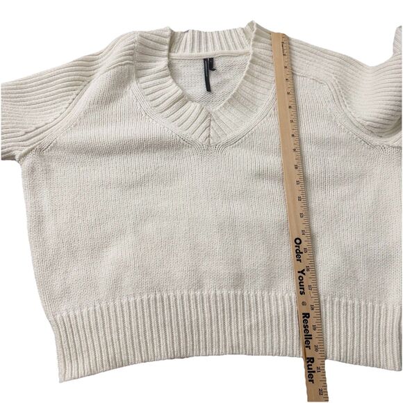 Anthropologie Sweater Womens Large Ivory Wool Blend V-neck Pullover Knit Preppy - Picture 8 of 9